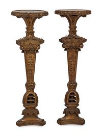 A Pair of Italian Giltwood Pedestals