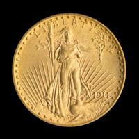 A United States 1911-D St. Gaudens $20 Gold Coin