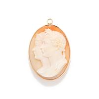 A Neoclassical Shell Cameo Pendant Brooch with a Double Portrait of Napoleon and Marie Louise