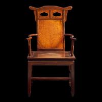 A Chinese Hardwood and Huamu Armchair, Fushouyi, Late 19th to 20th Century 晚清民國 硬木拼樺木扶手椅