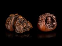 Two Japanese Carved Boxwood Netsuke