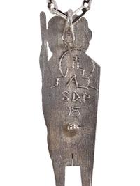 Tufa Cast Silver Figural Pendant, set with Jet and Turquoise