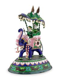 An East Indian Silver and Enamel Elephant
