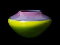 Sonja Blomdahl, (American, b. 1952), Lavender and Chartreuse Bowl