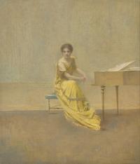 Thomas Wilmer Dewing (American, 1851-1938) — The Music Lesson , 1921