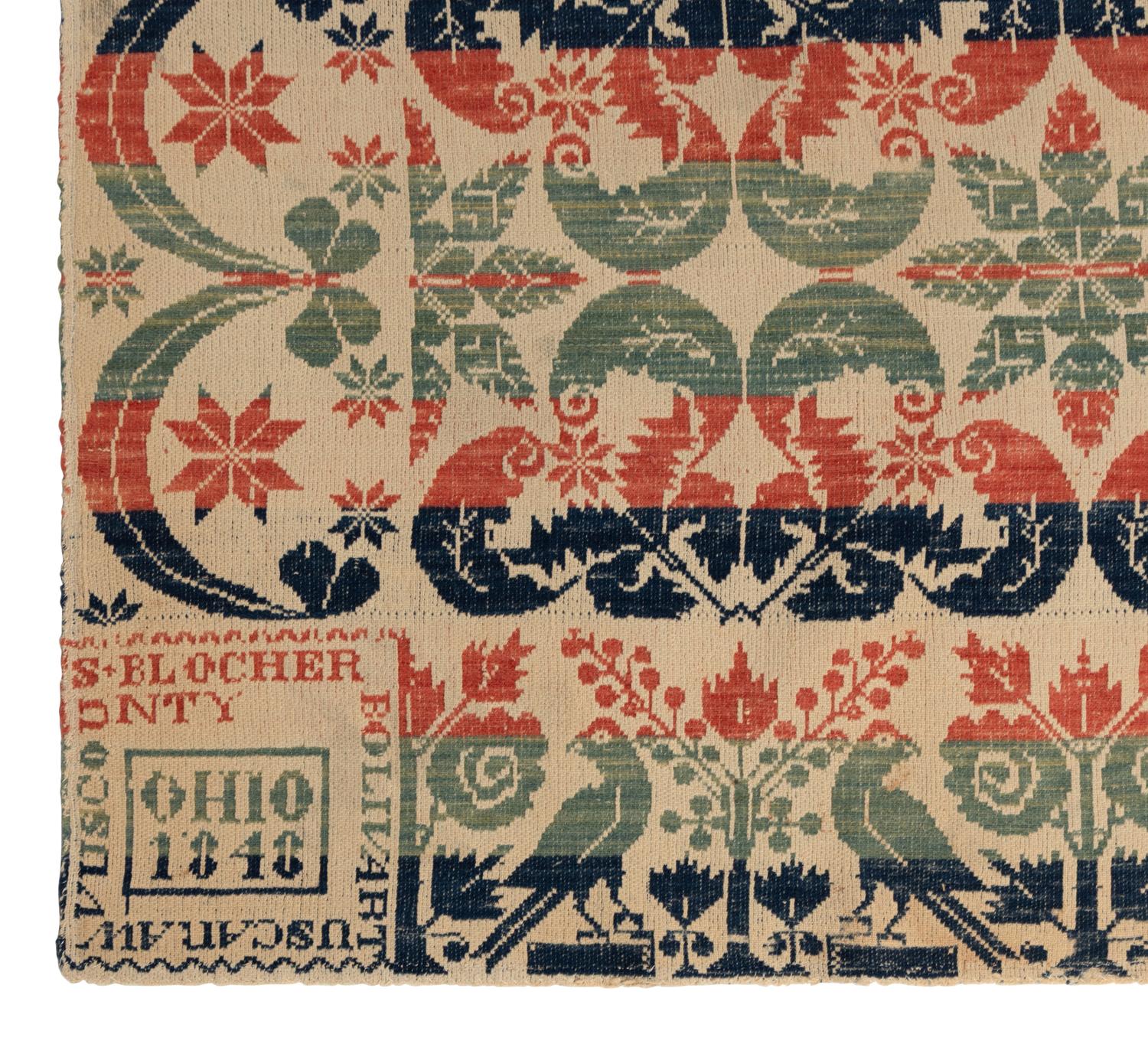 Two Cotton and Wool Jacquard Coverlets