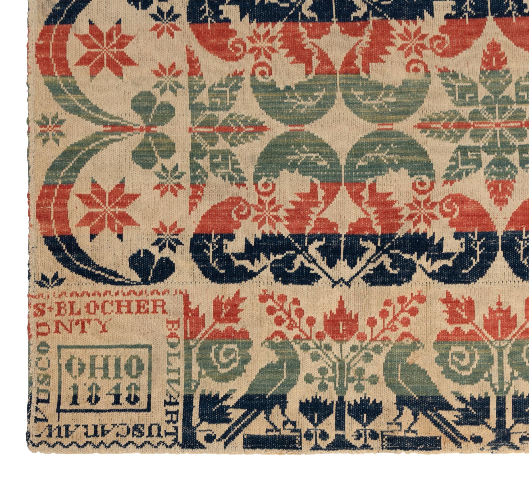 Two Cotton and Wool Jacquard Coverlets