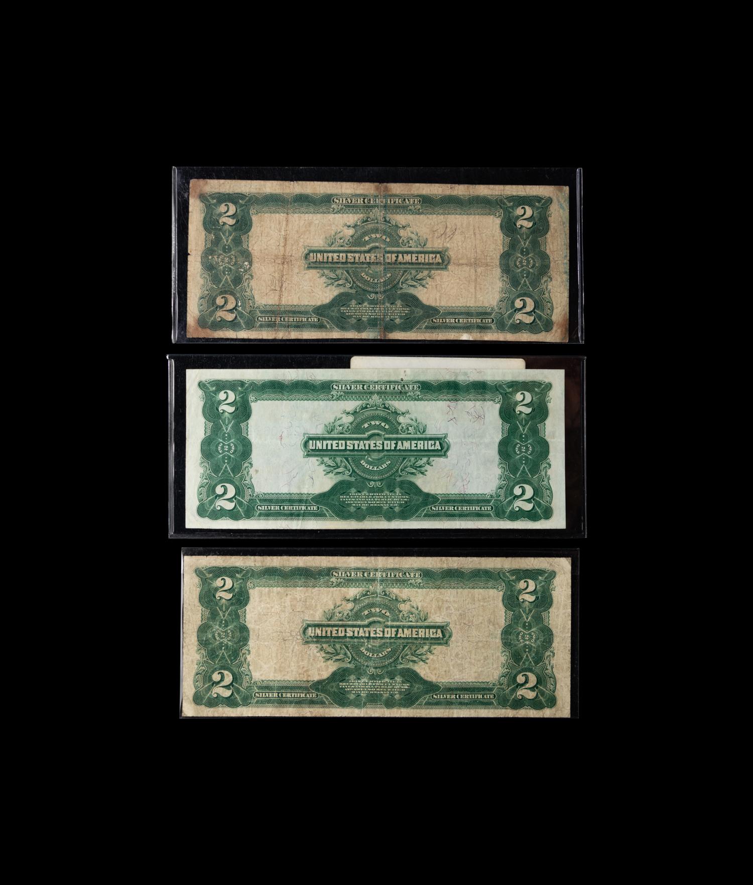 A Group of Three Series 1899 $2 Silver Certificates