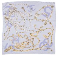 A Chanel Pale Blue Silk Scarf, 35" x 35".