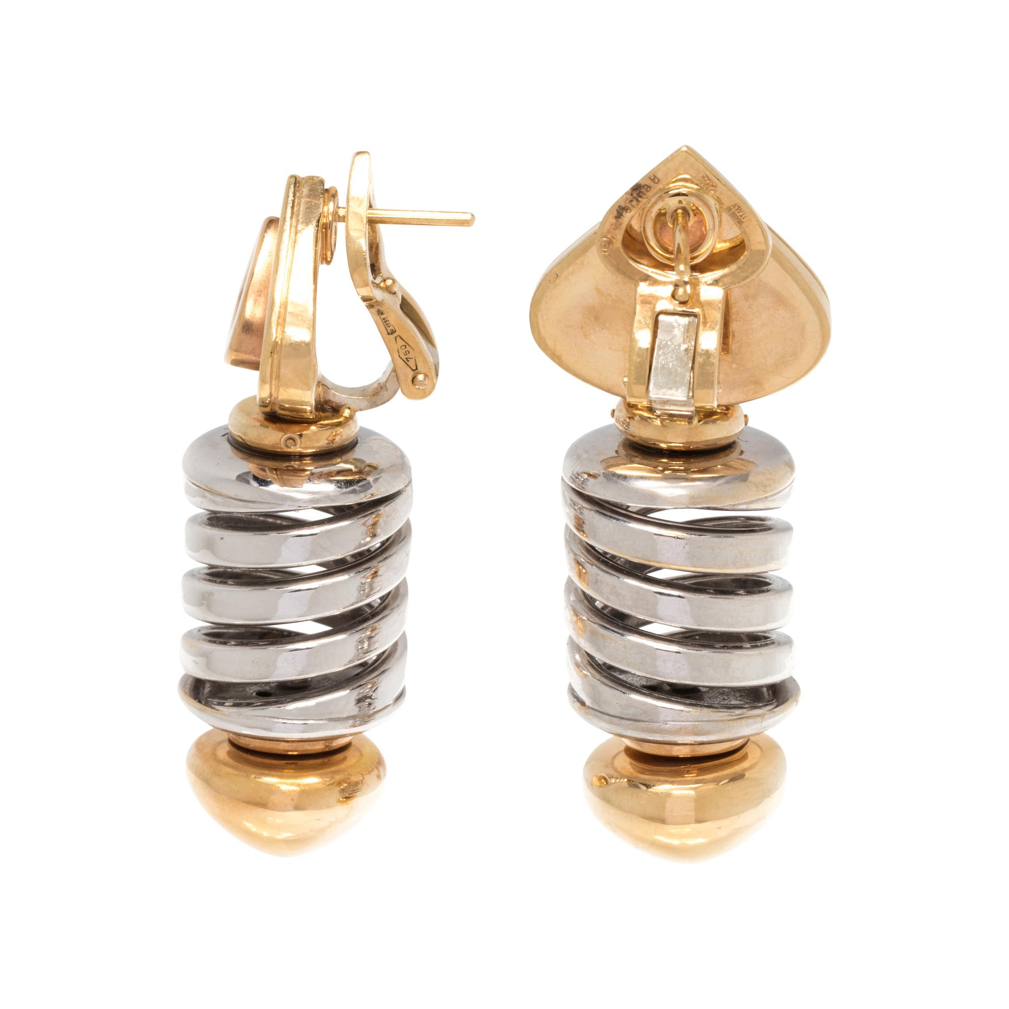 MARINA B., BICOLOR GOLD 'CORKSCREW' EARCLIPS