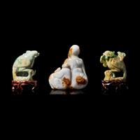 Three Chinese Jadeite Figures, 20th Century 近代 翡翠雕像三件