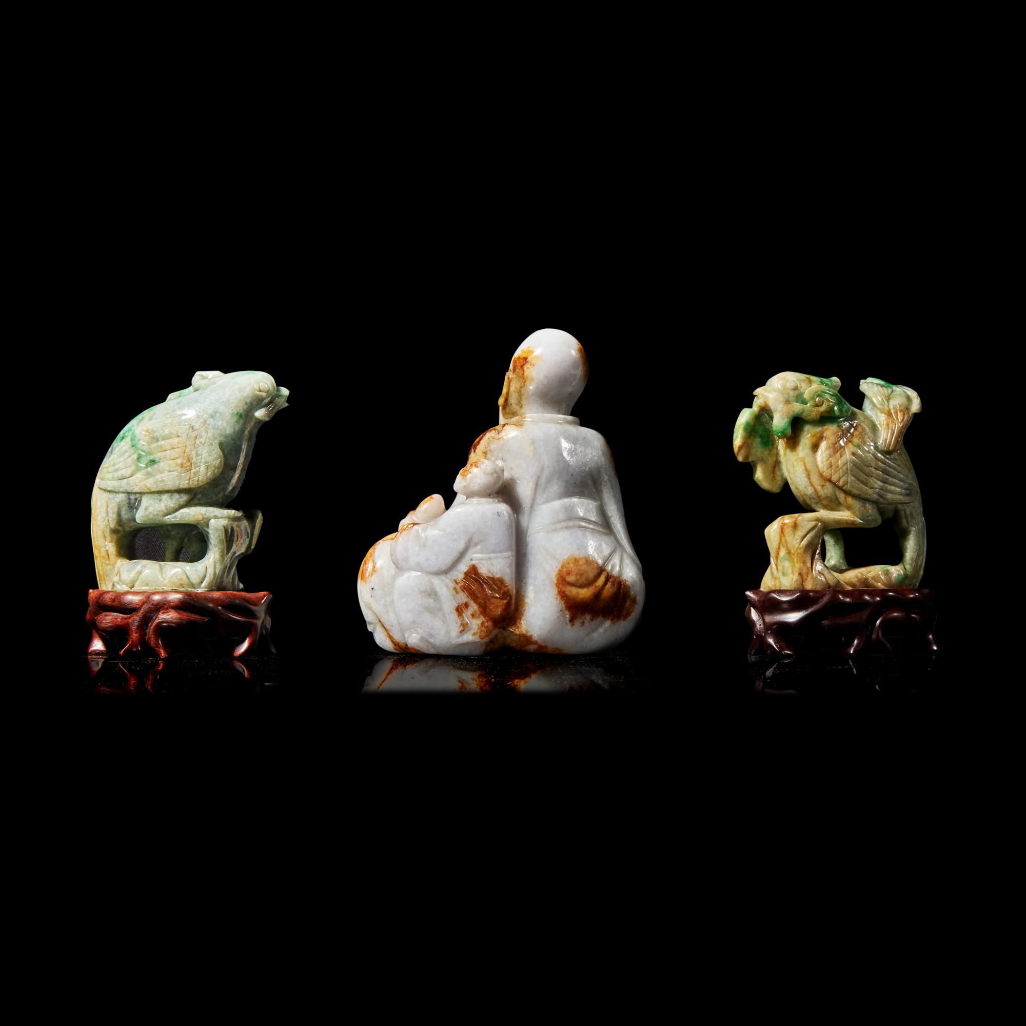 Three Chinese Jadeite Figures, 20th Century 近代 翡翠雕像三件