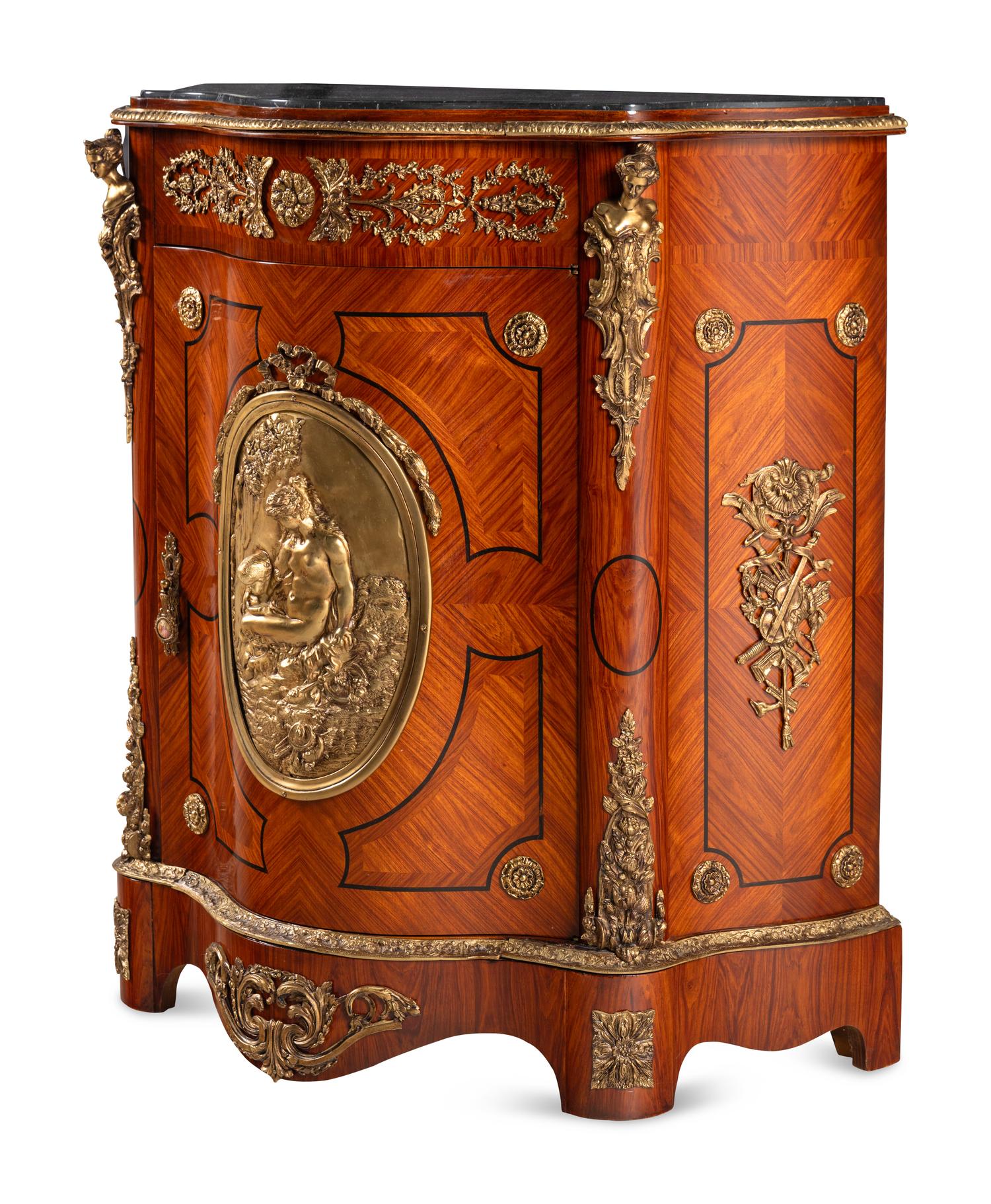 A Napoleon III Style Gilt Bronze Mounted Console Cabinet