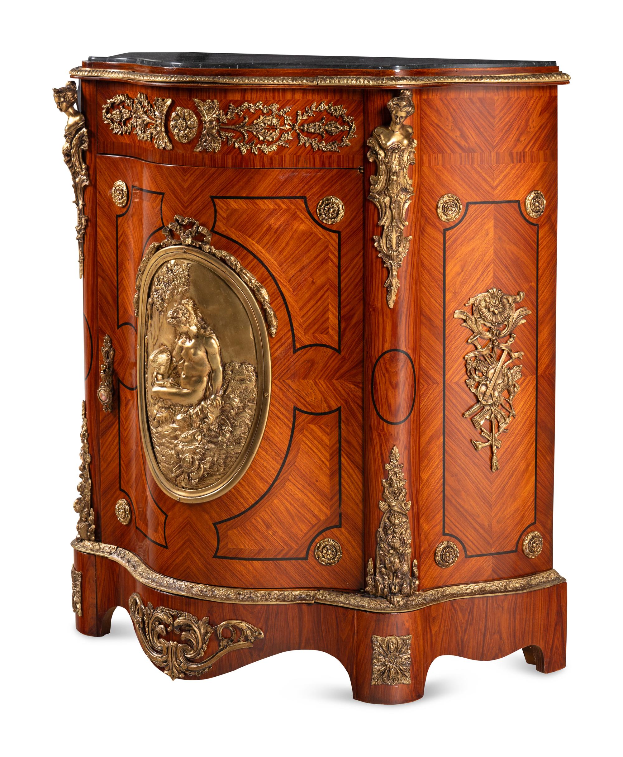 A Napoleon III Style Gilt Bronze Mounted Console Cabinet