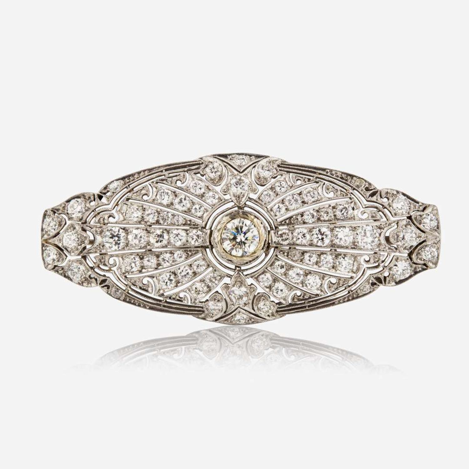 A Platinum and Diamond Brooch