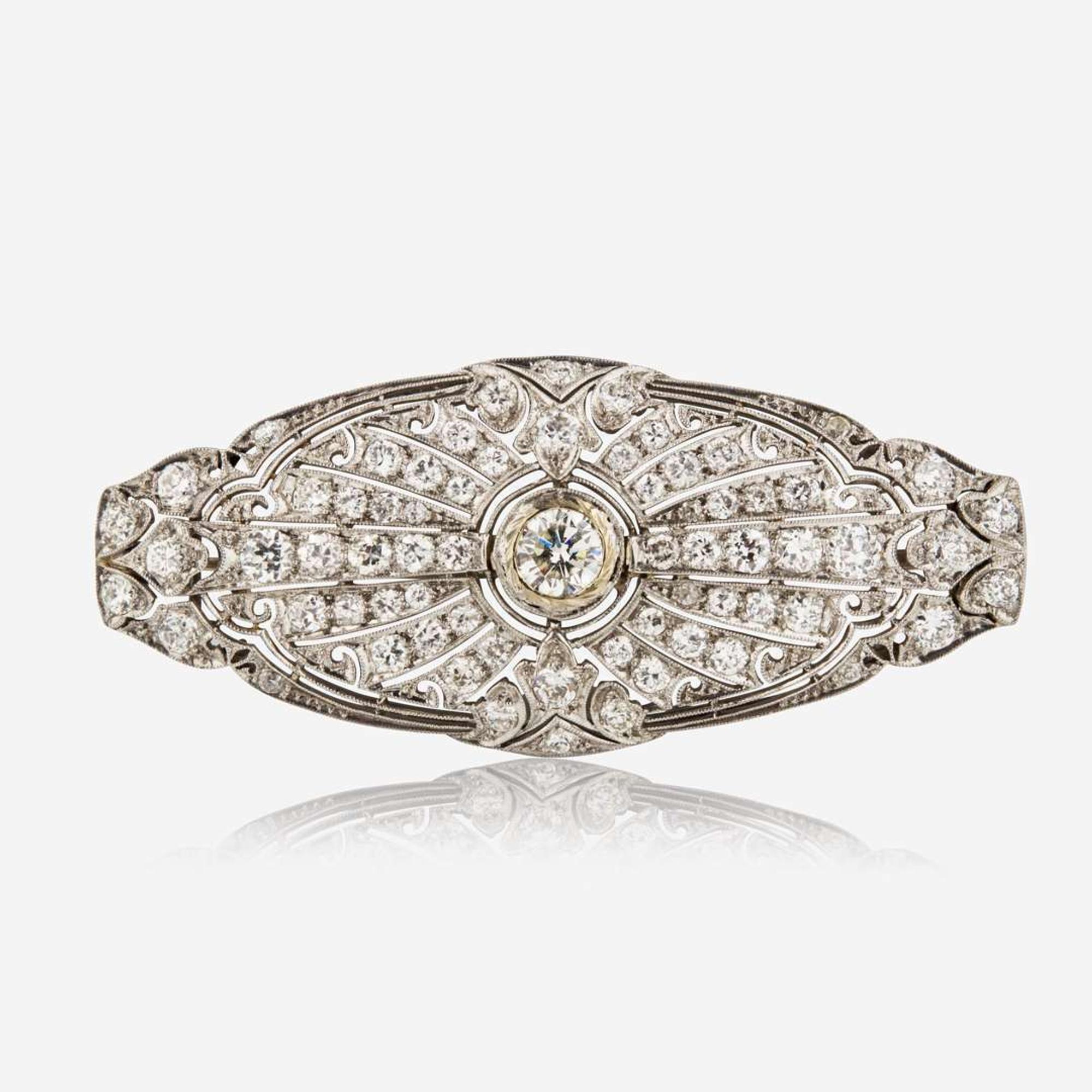 A Platinum and Diamond Brooch