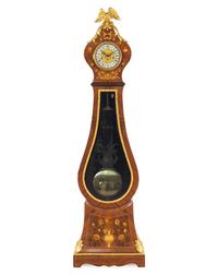 An Italian Gilt Metal Mounted Marquetry Tall Case Clock