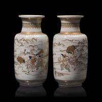A Pair of Japanese Satsuma Type Vases, Early Meiji Period
