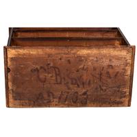 A Queen Anne Cherrywood and Maple Flat Top High Chest with Cornice Drawer
