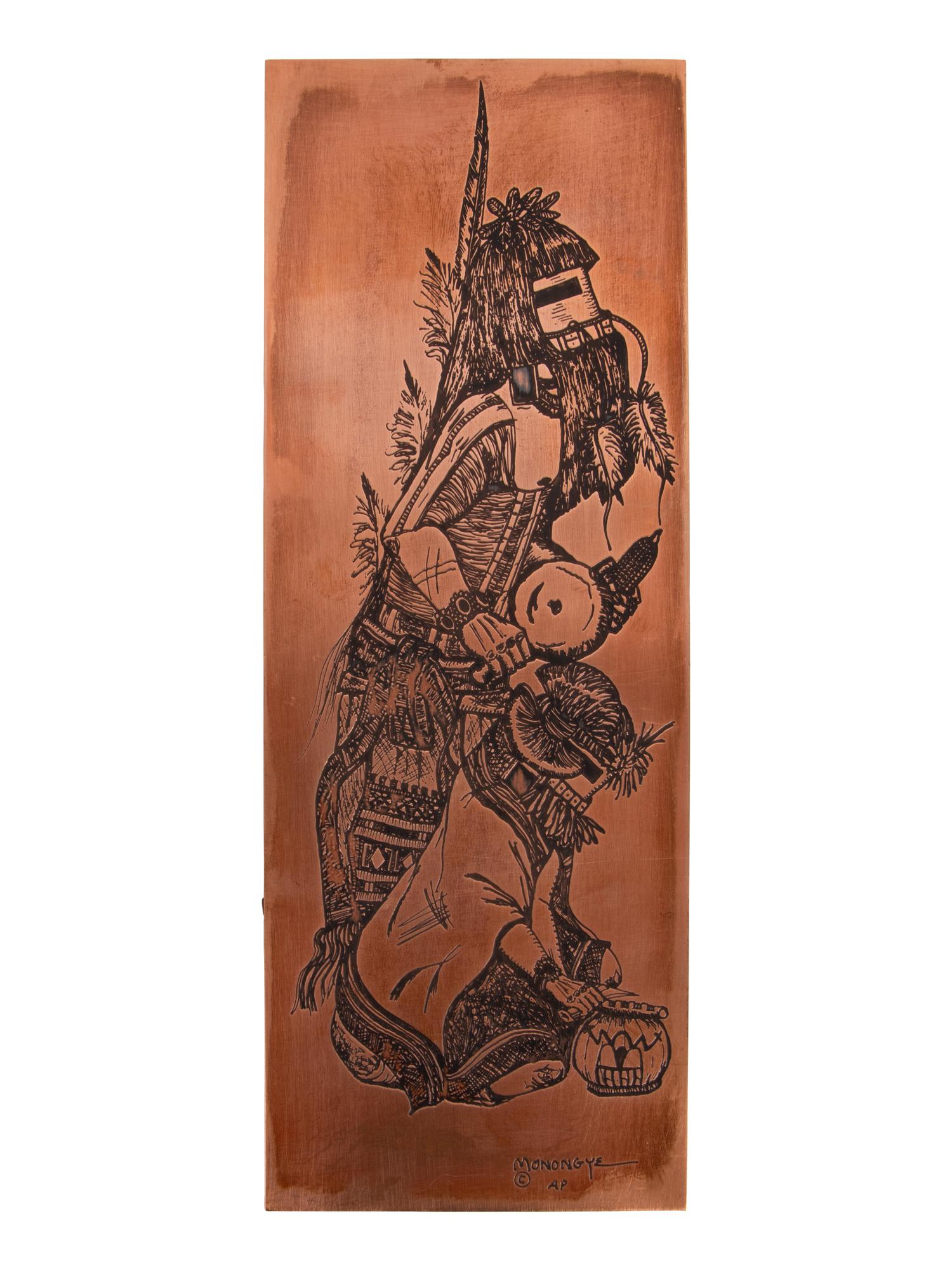 Etched Copper Plate, Long Hair Katsina