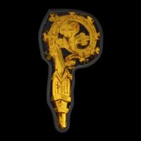 A Medieval Stained Glass Panel of a Crozier