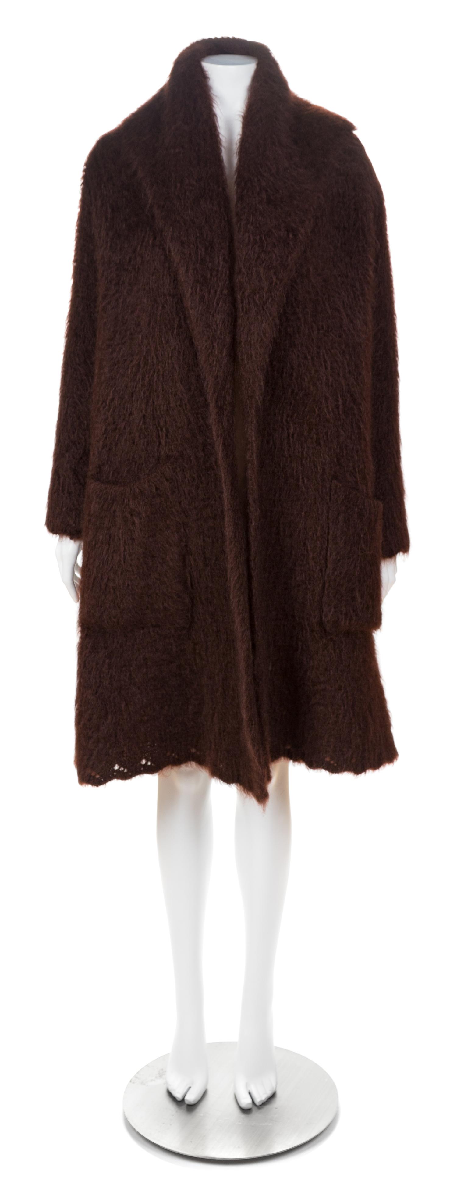 An Hermès Brown Mohair Coat, Size XS.