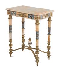 A French Onyx, Gilt Bronze and Champlevé Side Table