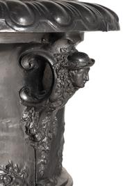A Pair of English Lead Allegorical Garden Urns