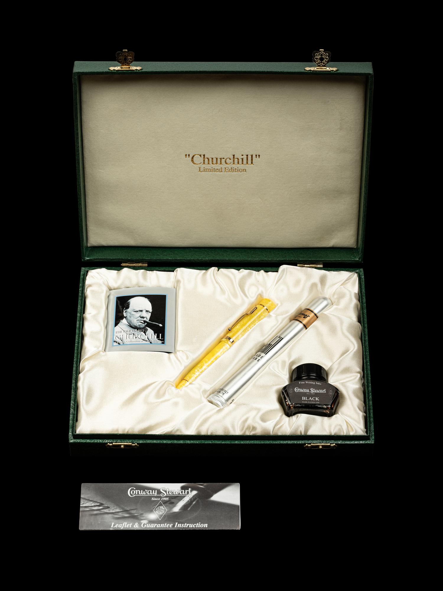 Conway Stewart: Churchill-Yellow Limited Edition Fountain Pen and Ink Set