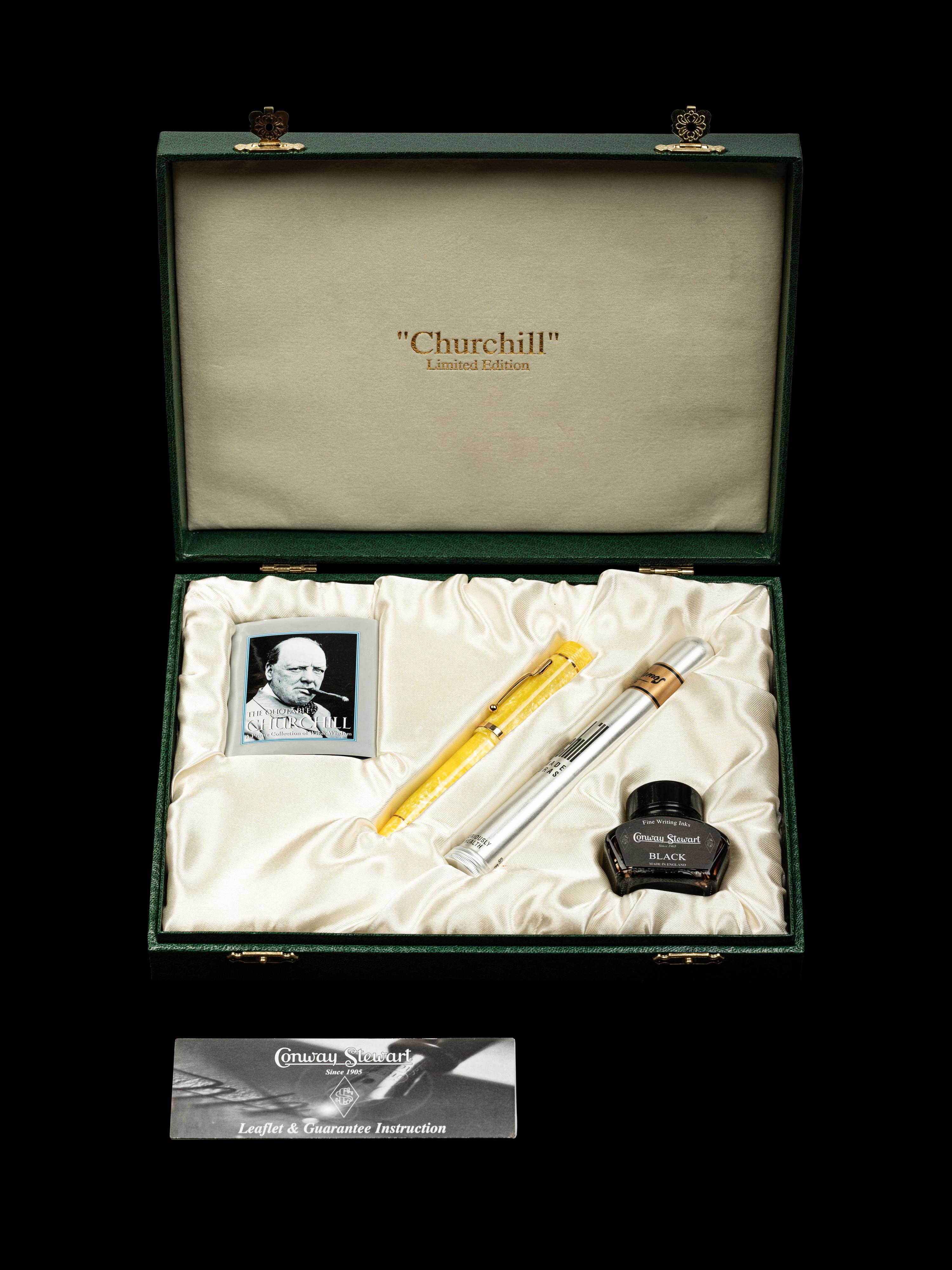 Conway Stewart: Churchill-Yellow Limited Edition Fountain Pen and Ink Set