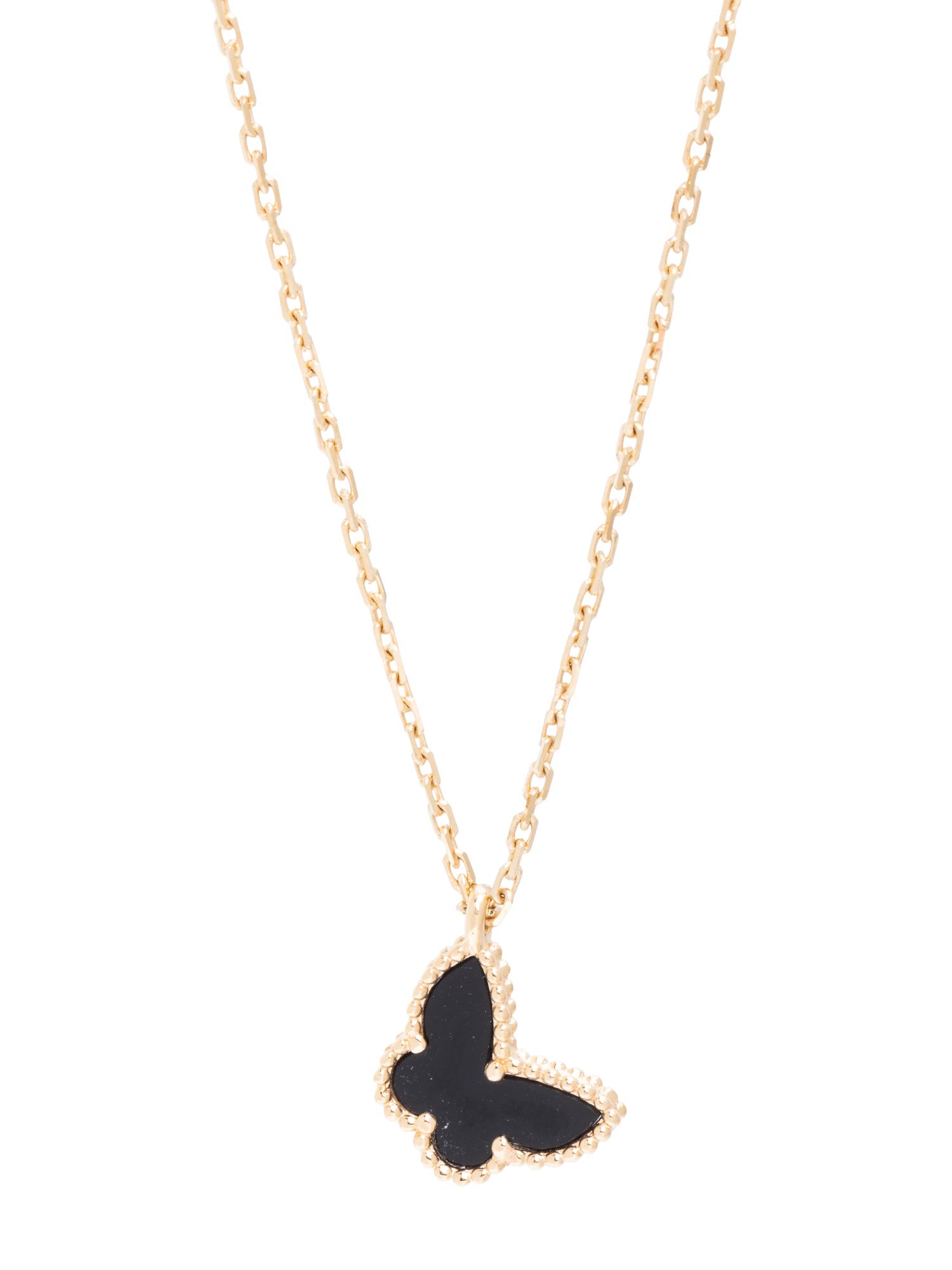 VAN CLEEF & ARPELS, YELLOW GOLD AND ONYX 'SWEET ALHAMBRA BUTTERFLY' NECKLACE