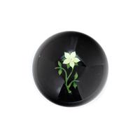 A Paul Stankard Yellow Flower on Amethyst Ground Glass Paperweight
