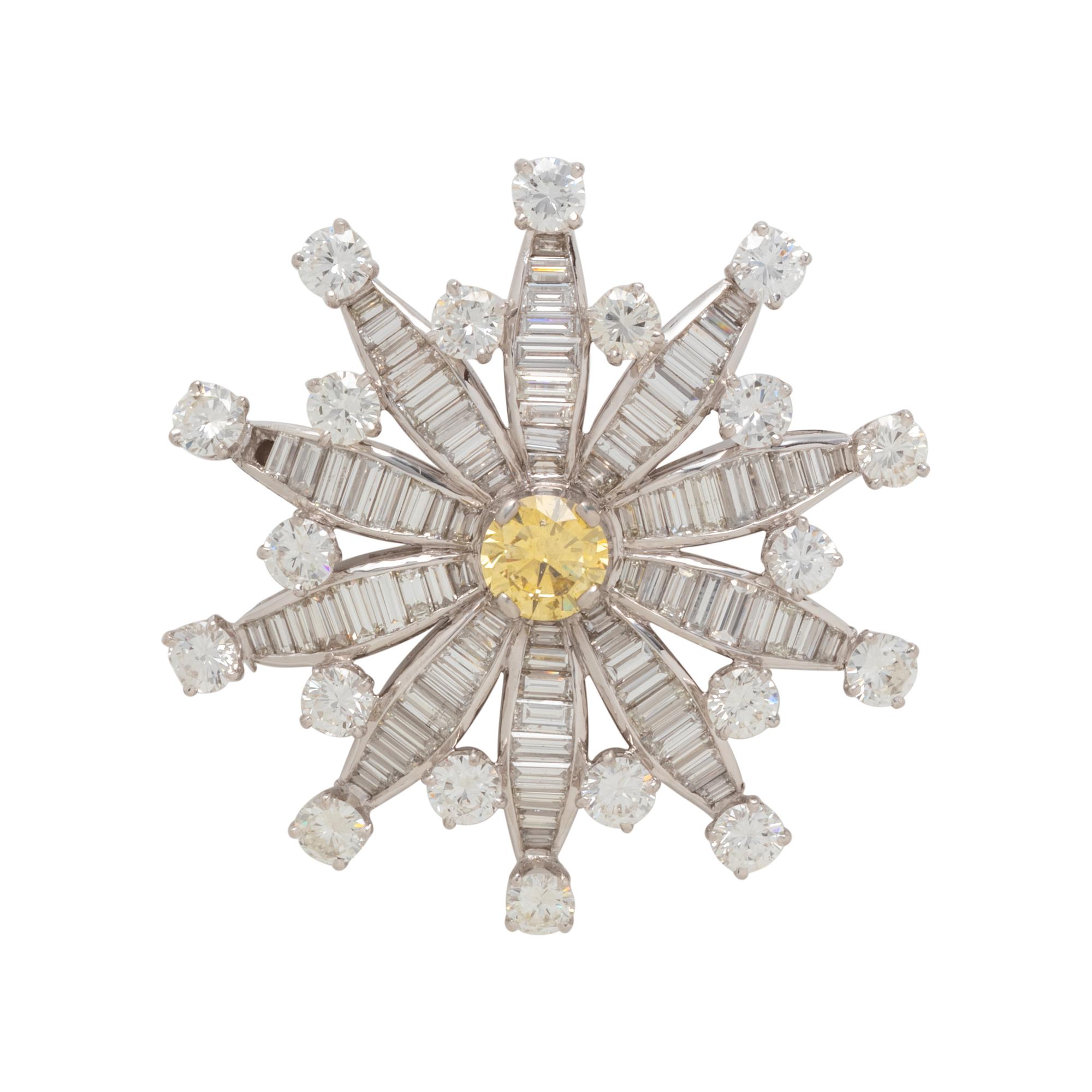 FANCY INTENSE YELLOW DIAMOND AND DIAMOND PENDANT/BROOCH