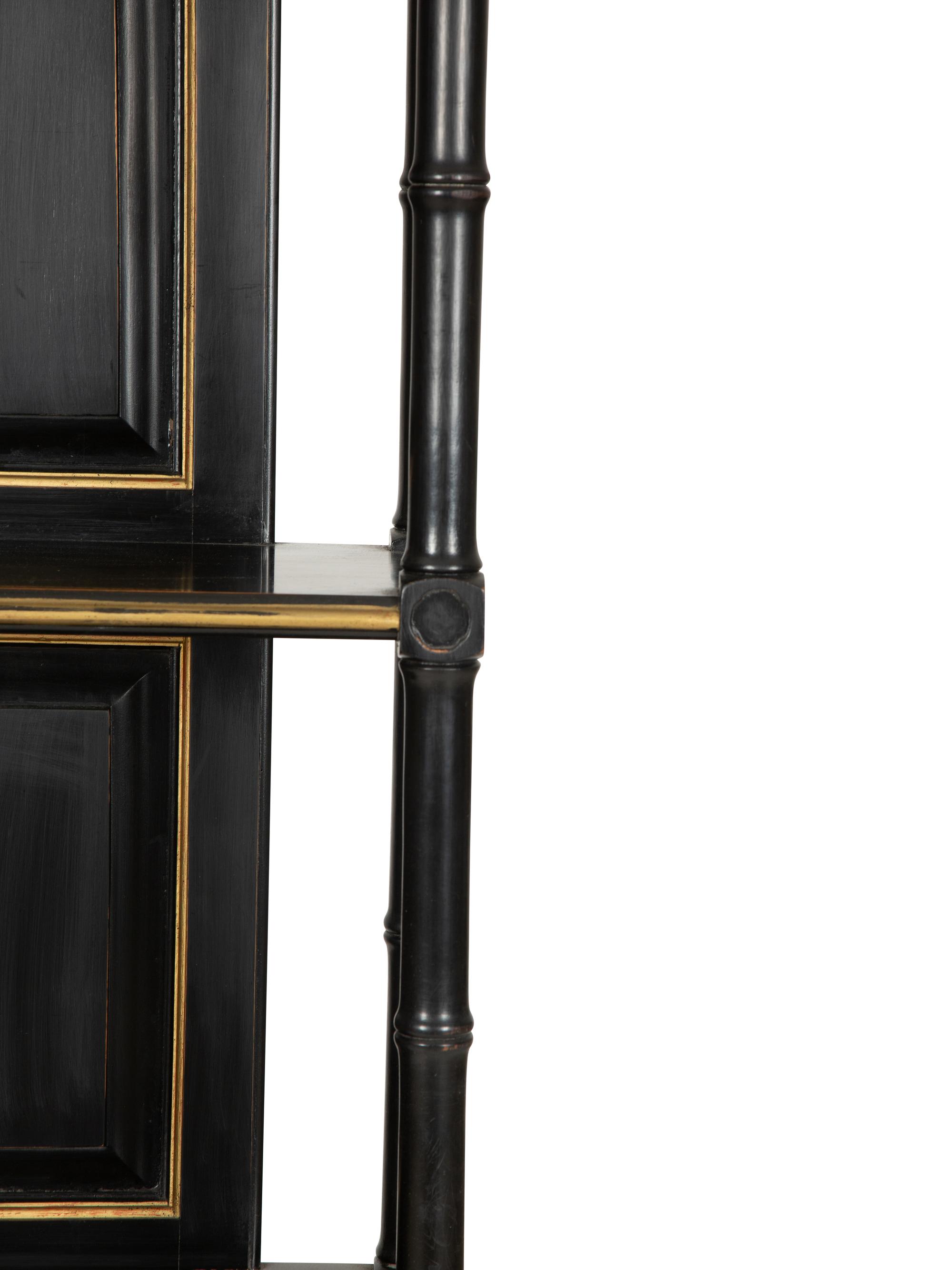 A Regency Style Ebonized and Parcel Gilt Decorated Etagere — 20th Century