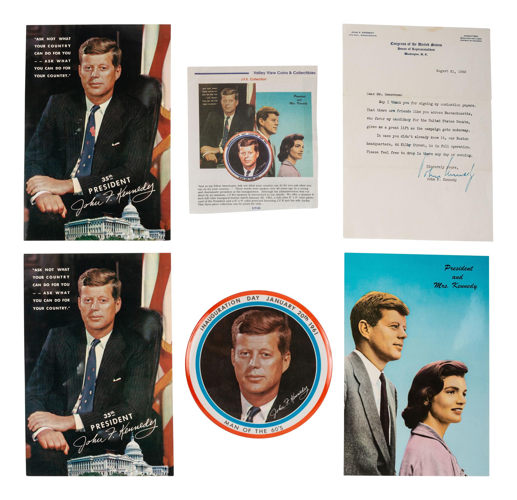 [KENNEDY, John F. (1917-1963)] -- KENNEDY, Robert (1925-1968). Group of letters, ephemera.