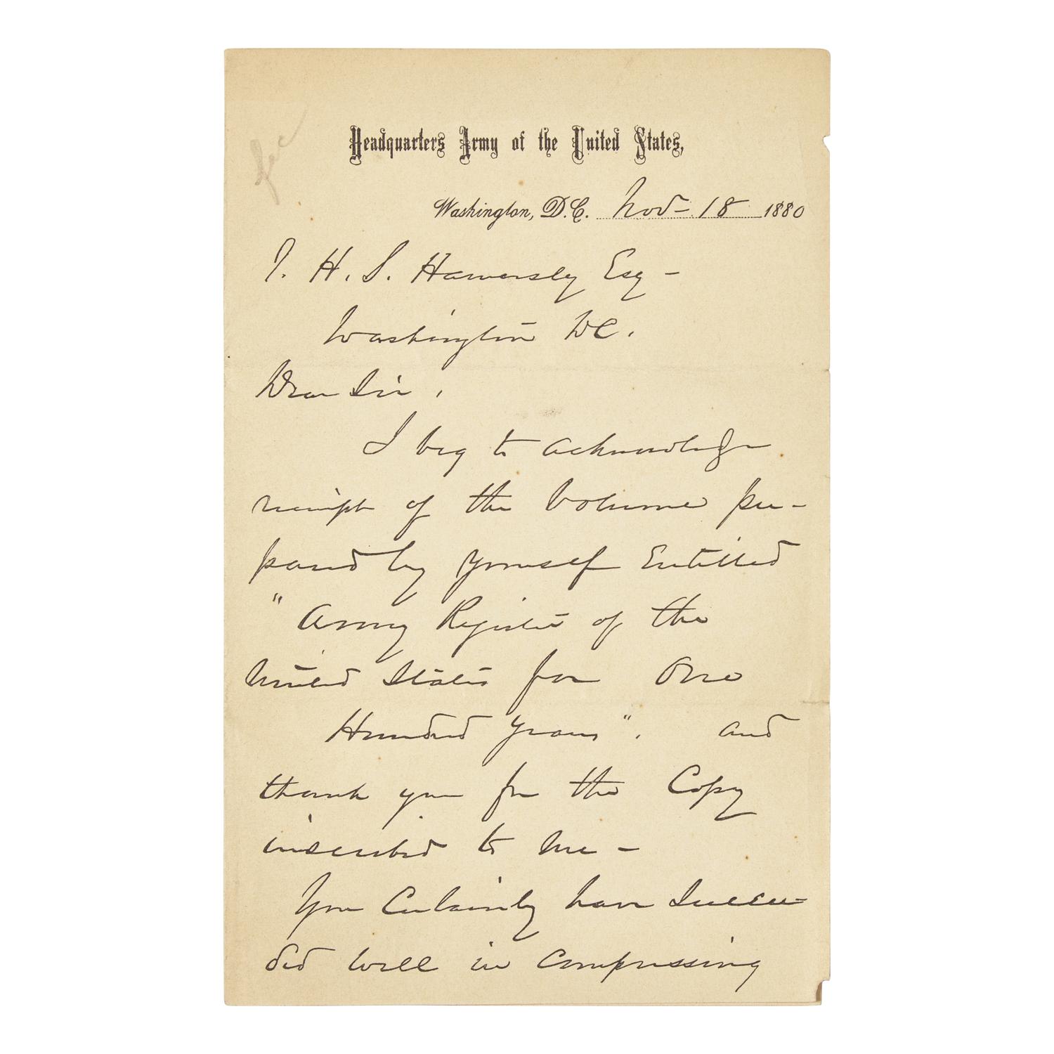 [Civil War] Sherman, William T. Autograph Letter, Signed