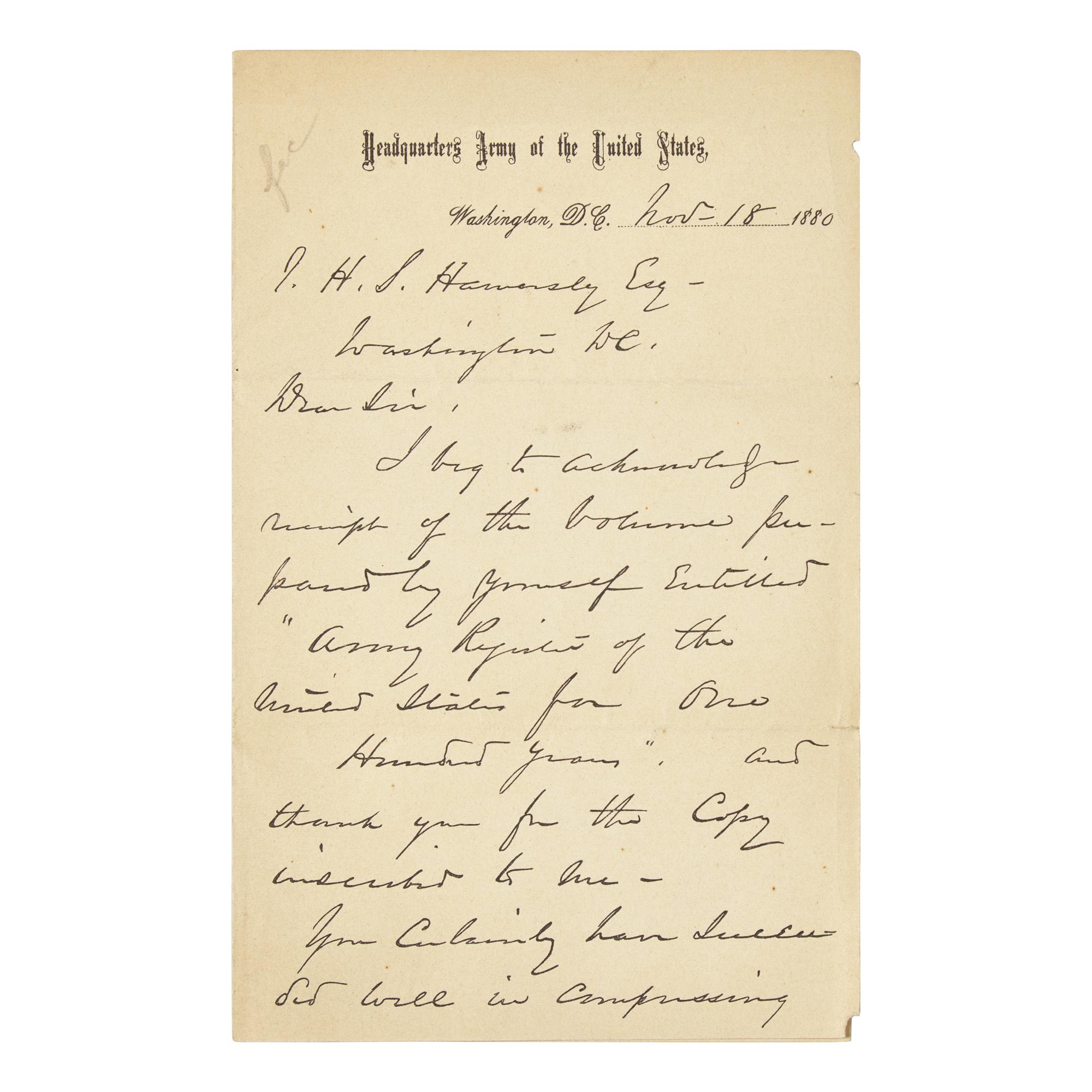 [Civil War] Sherman, William T. Autograph Letter, Signed