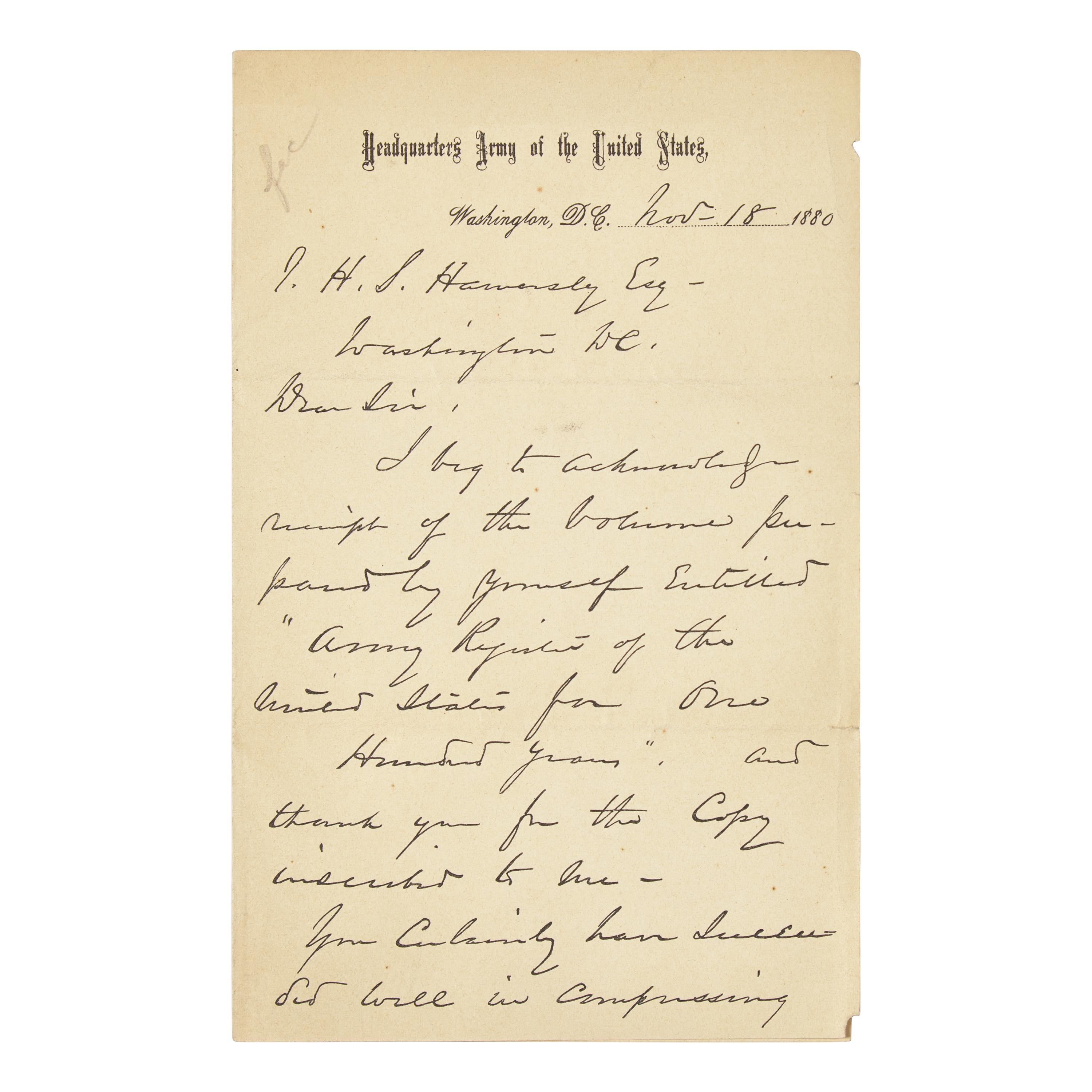 [Civil War] Sherman, William T. Autograph Letter, Signed