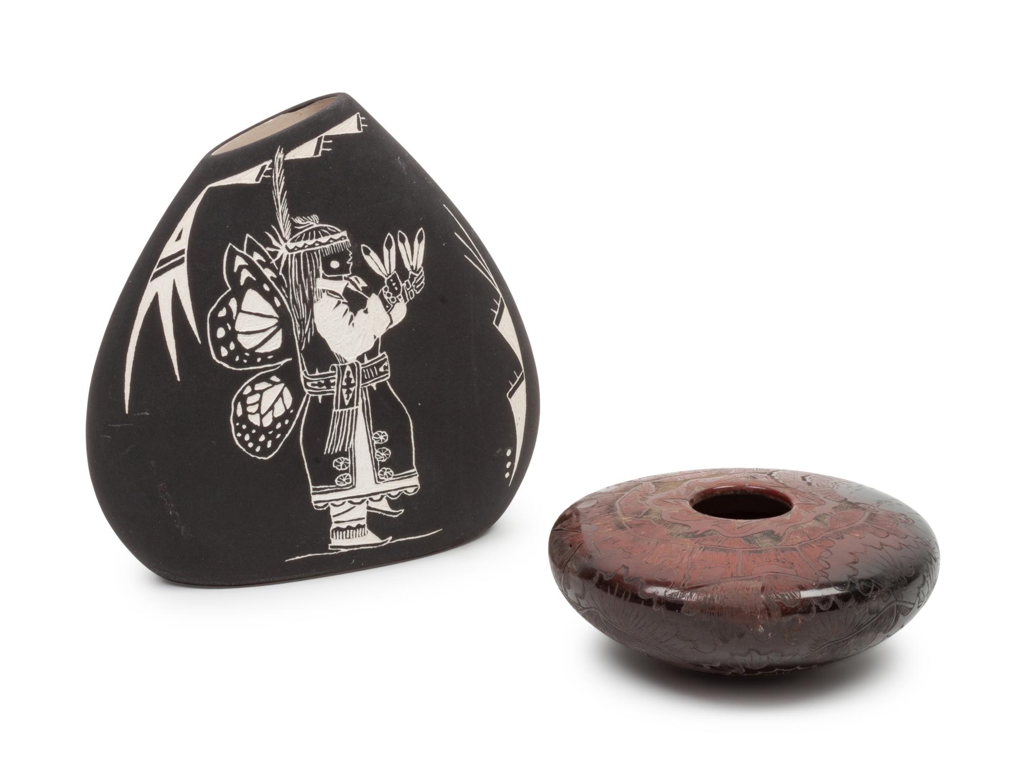 Santa Clara Sgraffito Pottery Jars
