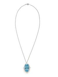 AQUAMARINE AND DIAMOND PENDANT NECKLACE
