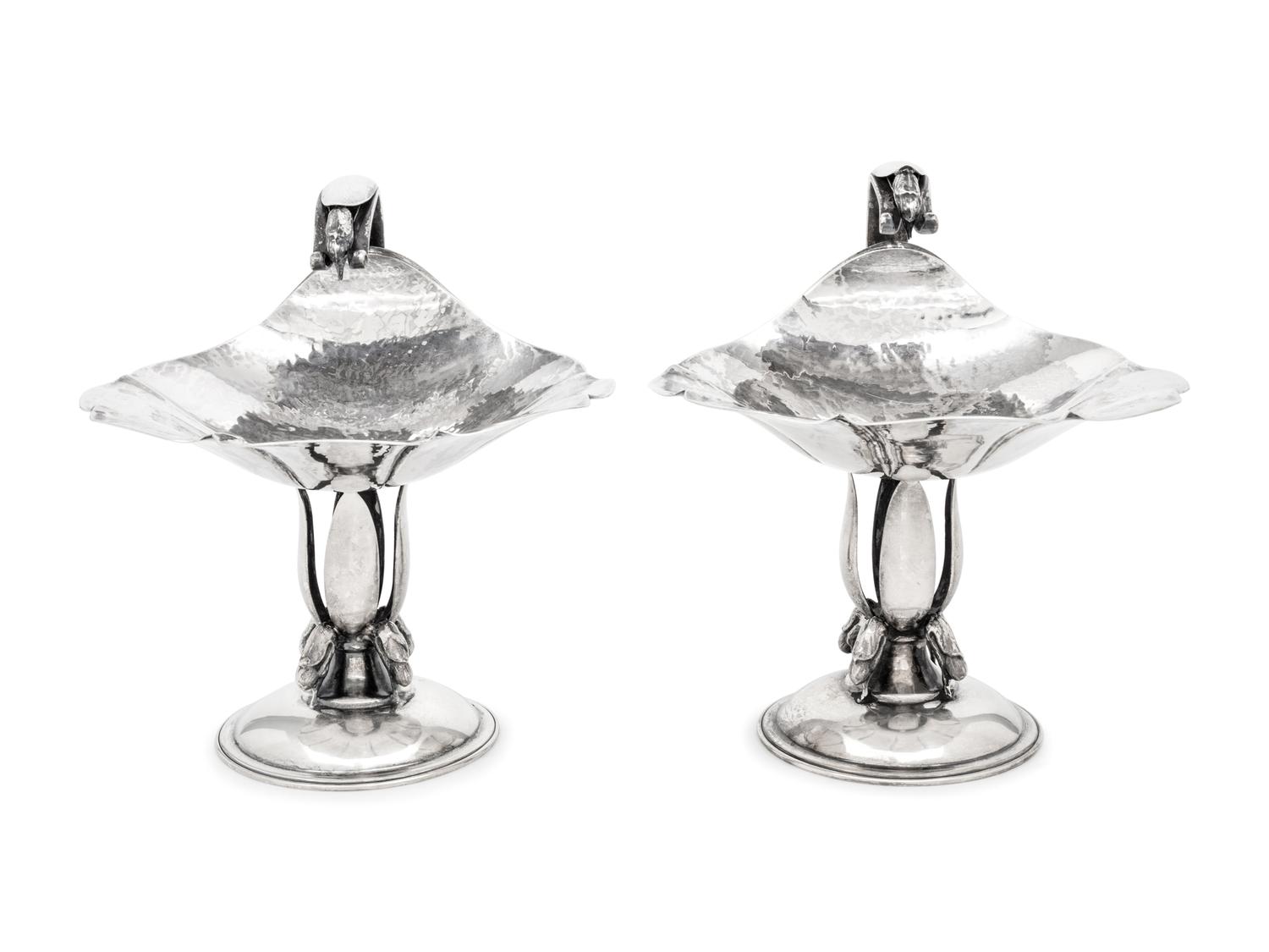 A Pair of Carl Poul Petersen Canadian Silver Compotes