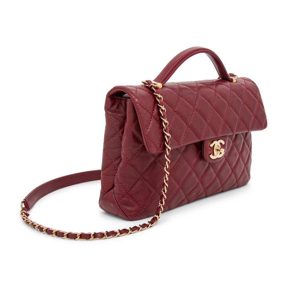 CHANEL, BURGUNDY TOP HANDLE FLAP BAG
