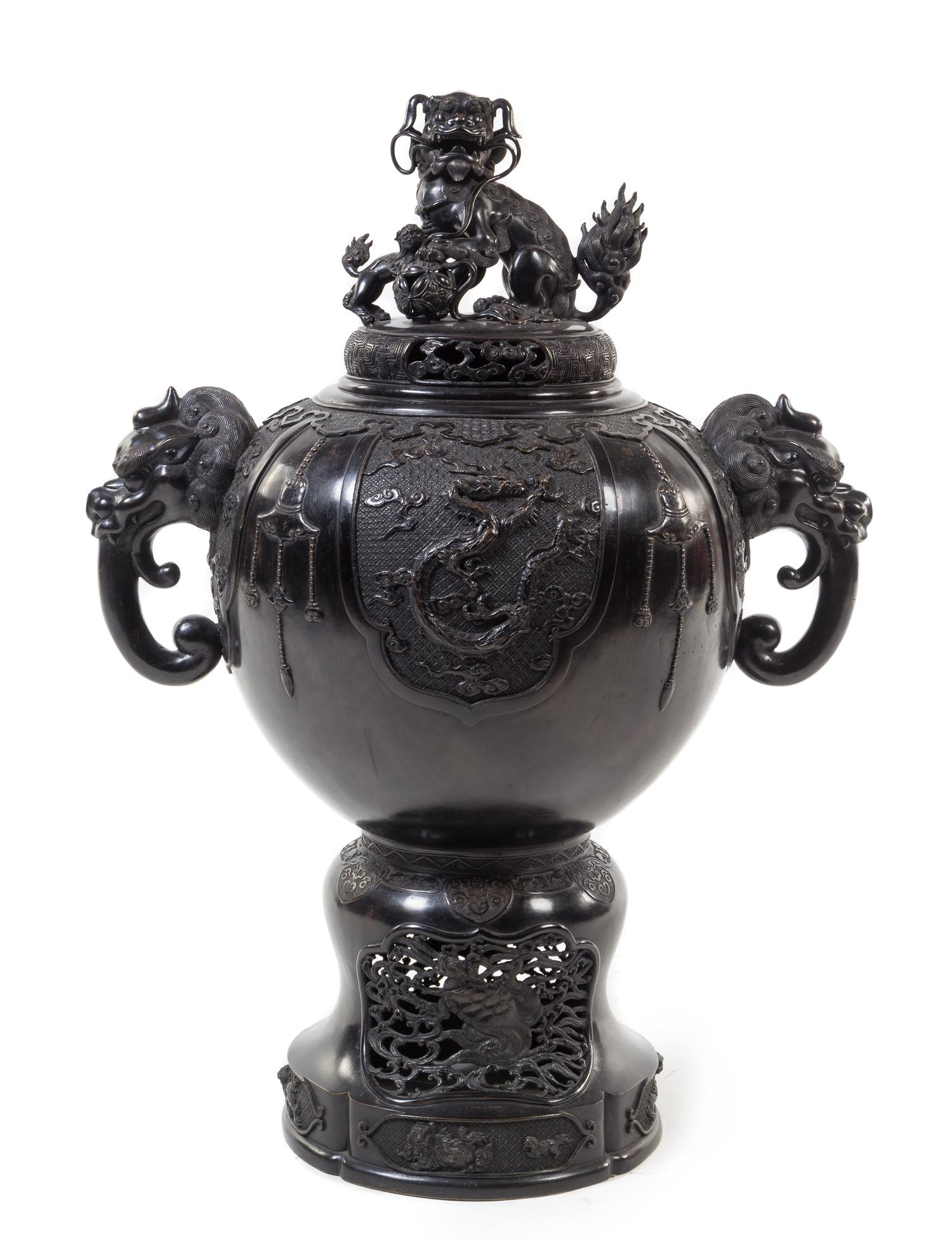 A Massive Bronze Incense Burner Height 35 inches. — 19TH CENTURY