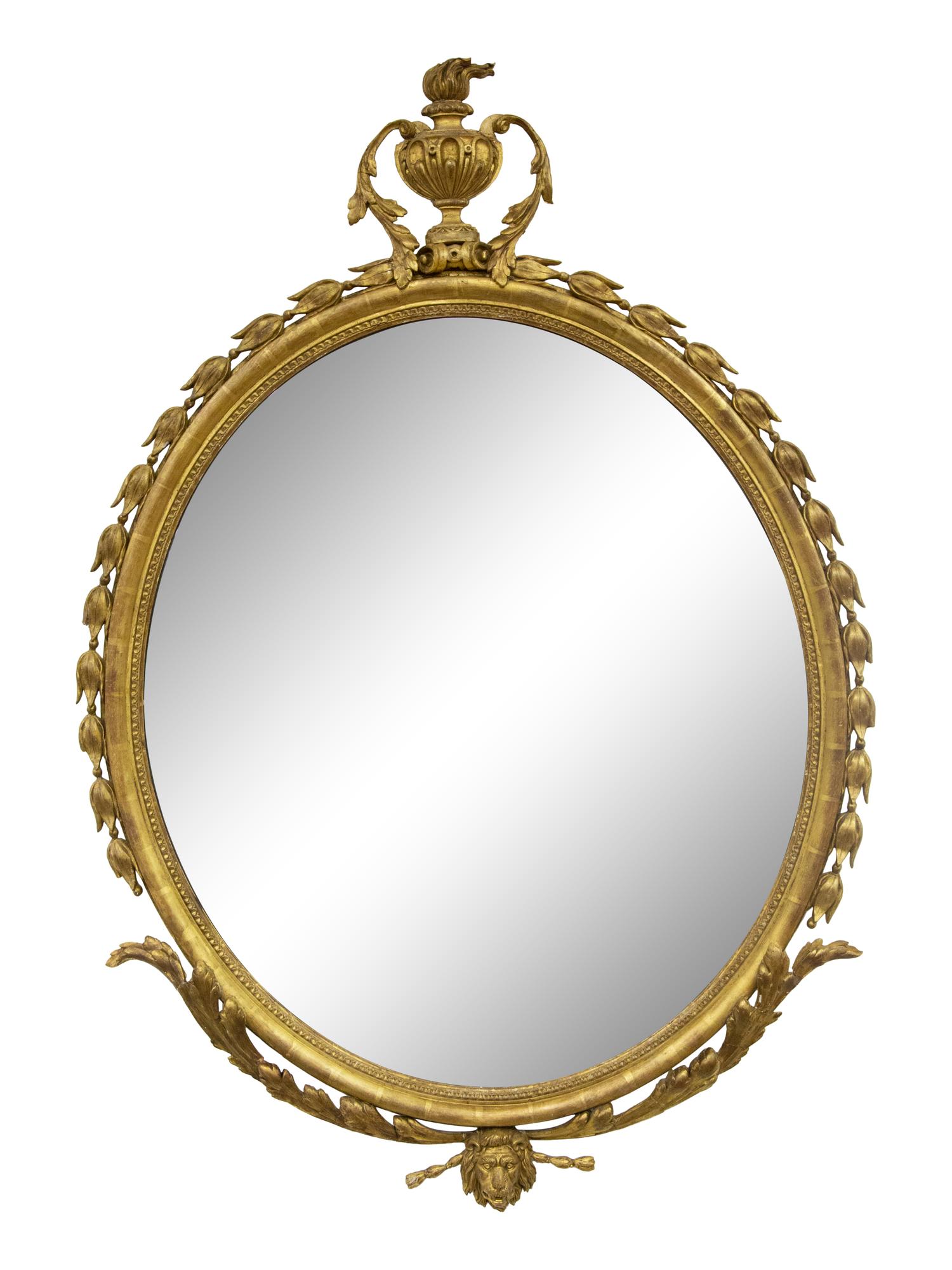 A Pair of George II Style Oval Giltwood Mirrors