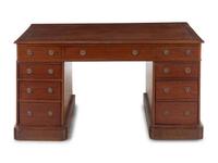 An Edwardian Style Mahogany Pedestal Desk
