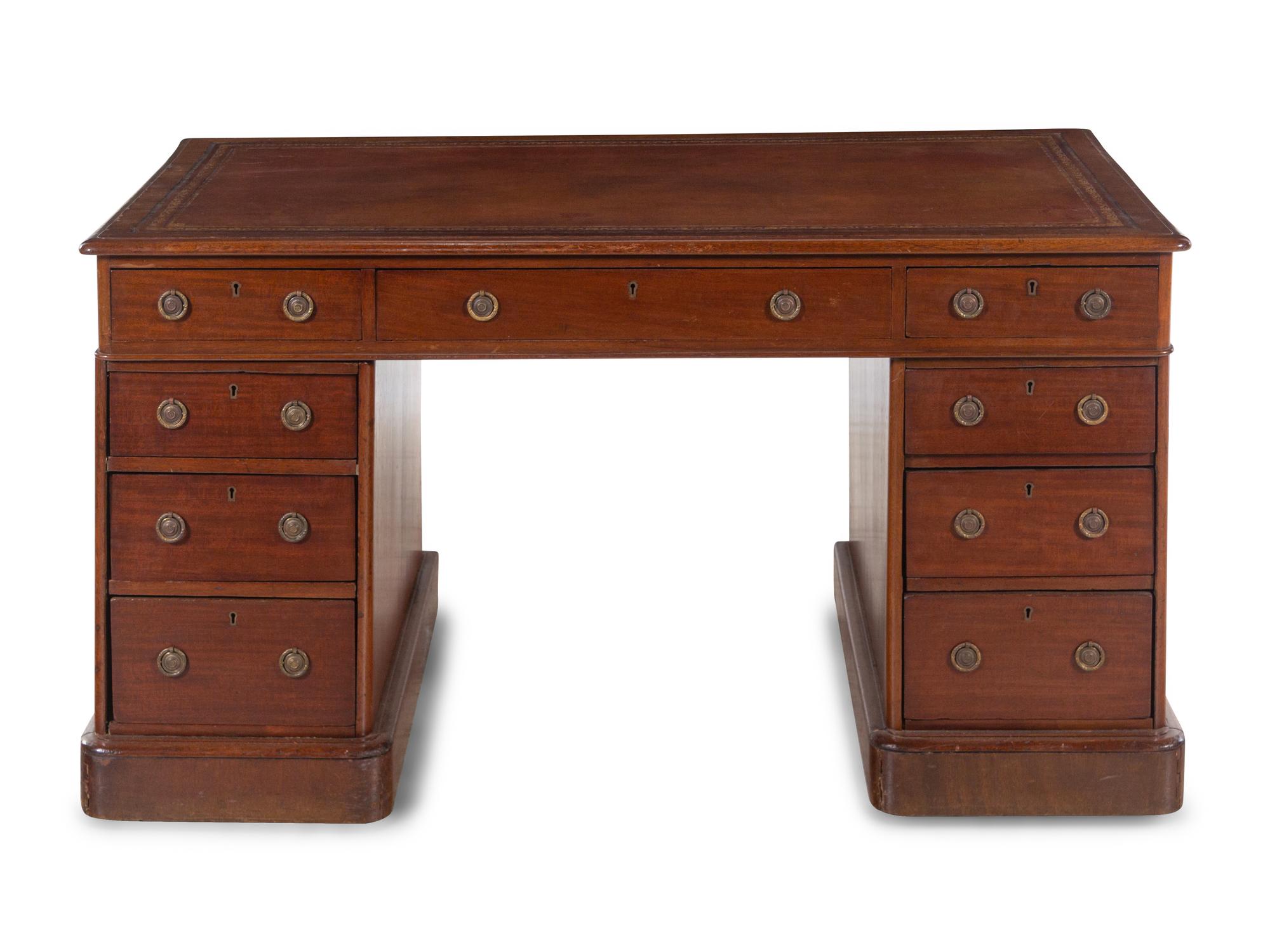 An Edwardian Style Mahogany Pedestal Desk