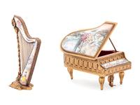 Five Viennese Enameled Miniature Furniture Articles