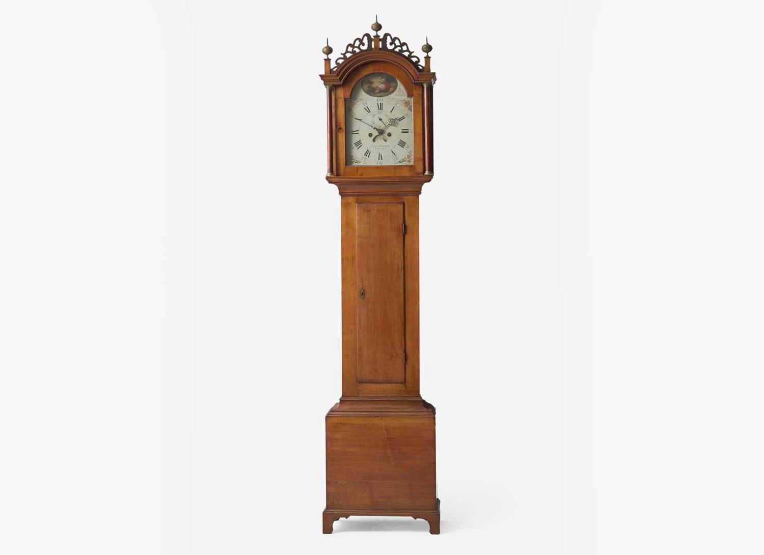 A Federal carved maple tall case clock, Works, signed Timothy Chandler (1762-1848), Concord, NH, circa 1800