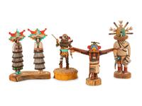 Collection of Hopi Katsinas, Including Ewiro by Darmon Kootswatewa