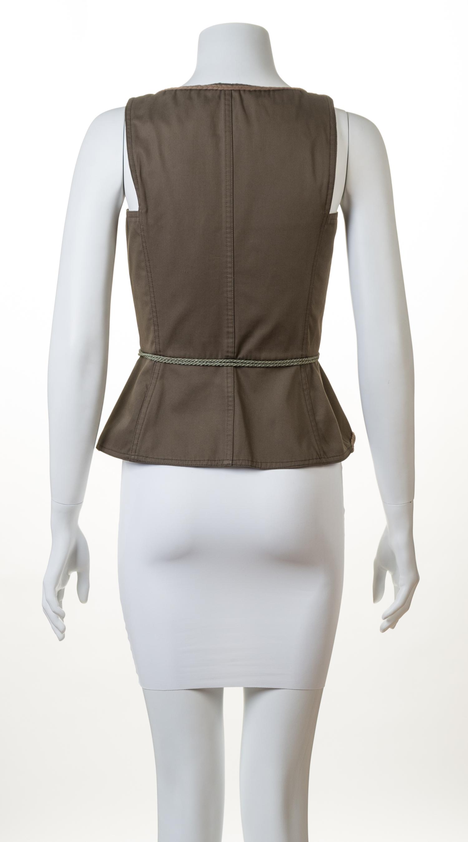 A Saint Laurent Army Green Cotton Vest, Size 38.